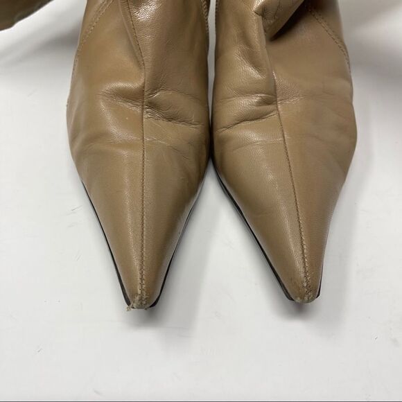 ALDO Boots High Heel Boots Mid Calf 
Tan Pointed Toe Quality Leather Size 7.5 38 - Picture 3 of 9
